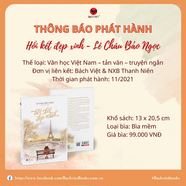 Original Bách Việt publication notice for Hồi Kết Đẹp Xinh, listing a November 2021 release and the paperback edition details