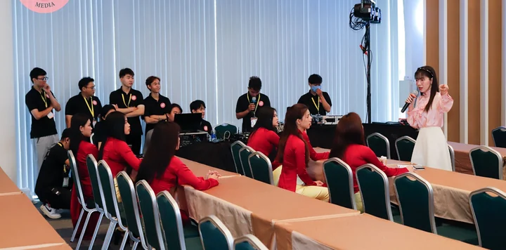 Staff seated together during an event briefing